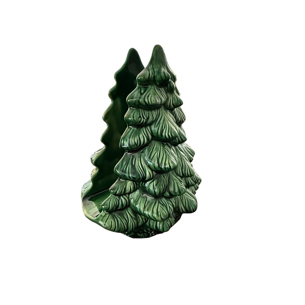Holland Mold Napkin or Card Holder Christmas Tree Green Ceramic Vintage Decor